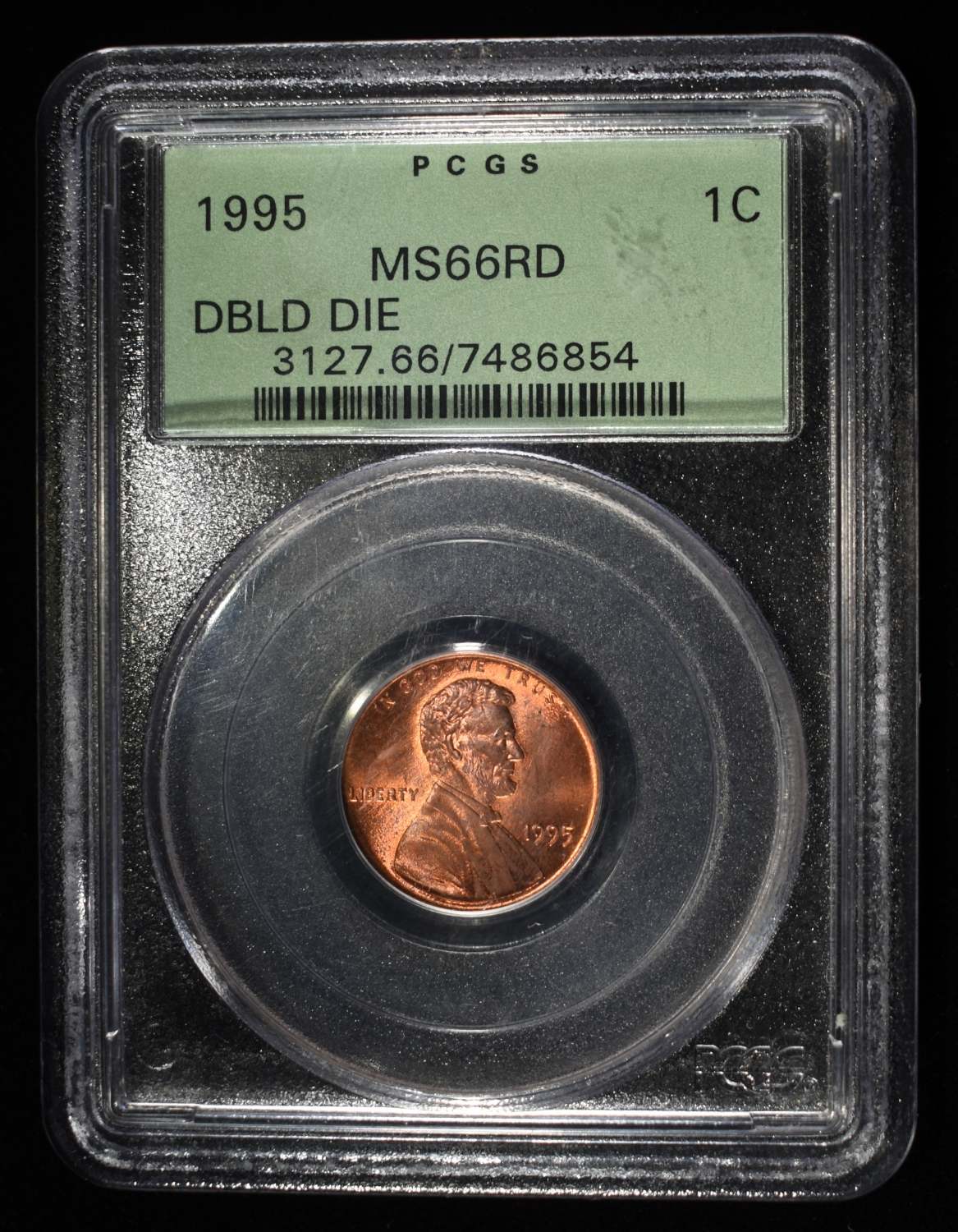 1995 LINCOLN CENT DOUBLE DIE PCGS MS-66 RD
