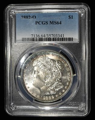 1882-O MORGAN DOLLAR PCGS MS-64. BID WITH SILVER CITY AUCTIONS ESTIMATE $200 - $250.