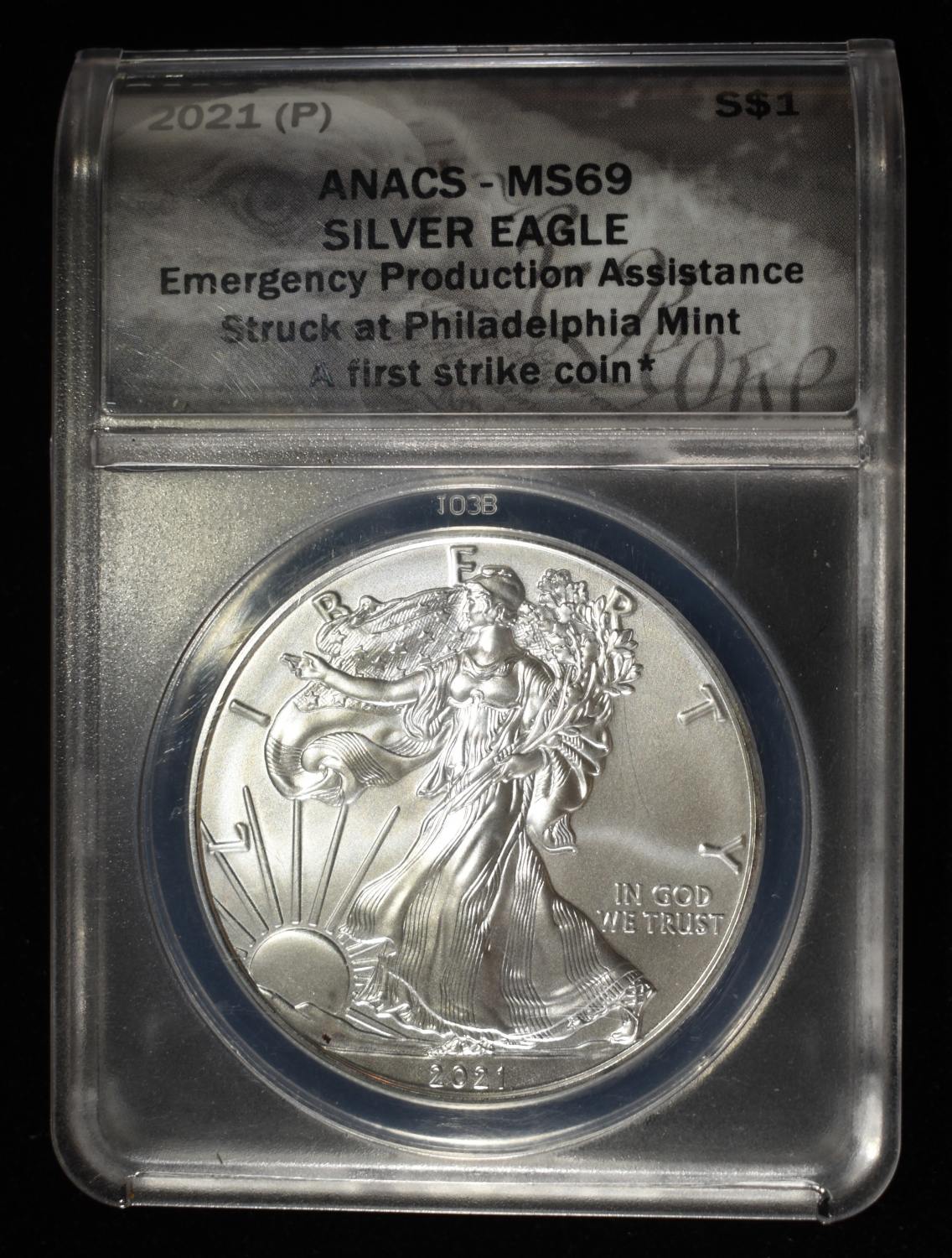 2021 (P) AMERICAN SILVER EAGLE ANACS MS69