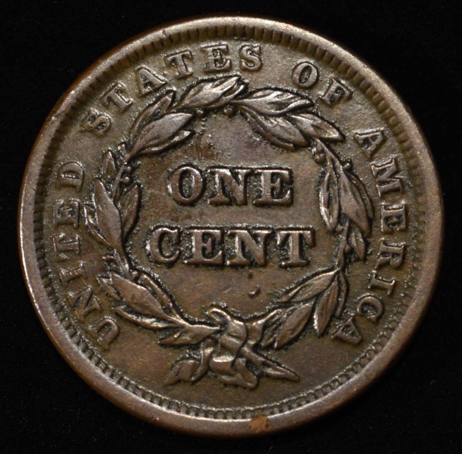 1843 LARGE CENT XF/AU PETITE HEAD, SMALL LETTERS