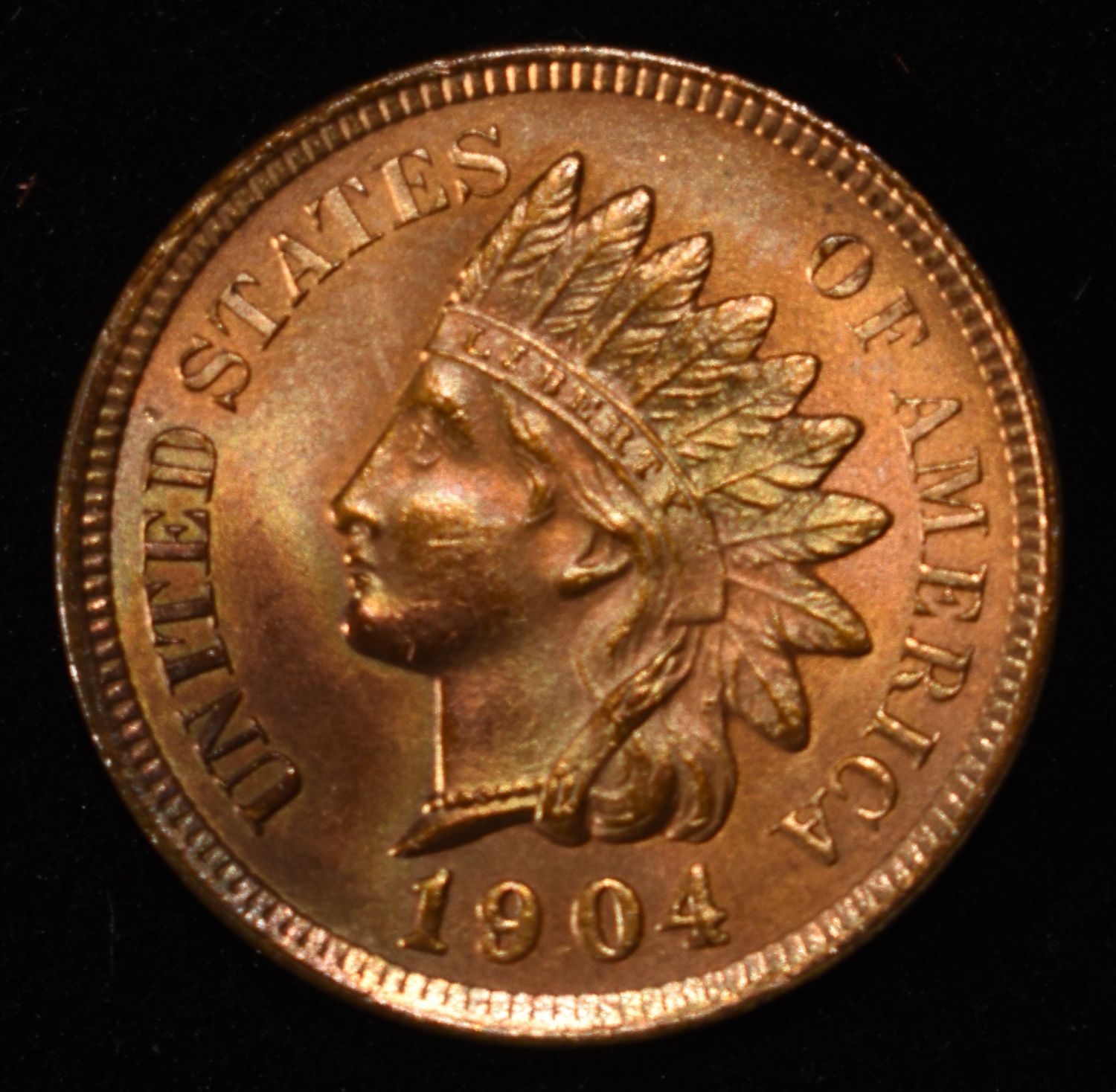 1904 INDIAN CENT GEM BU RED