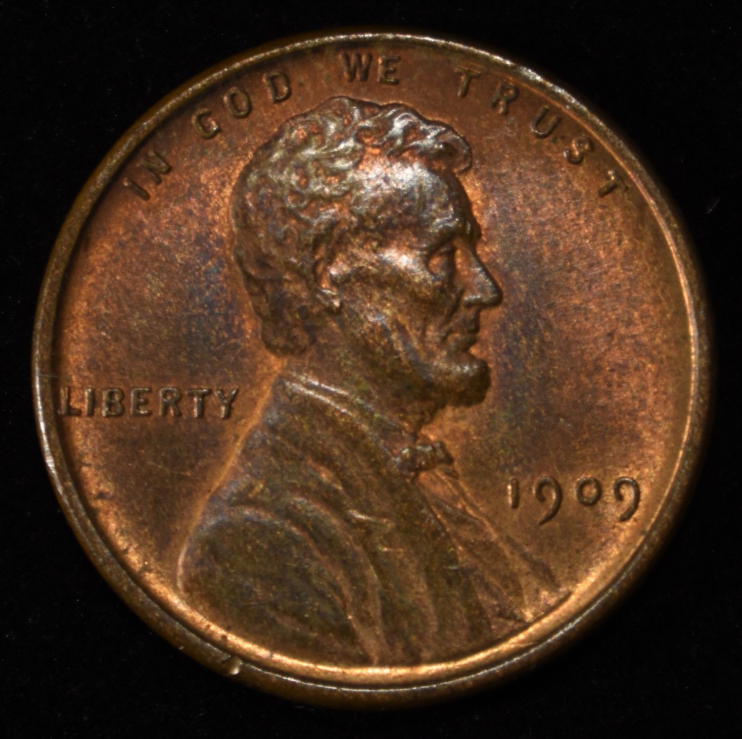 1909 VDB LINCOLN CENT CH BU RB