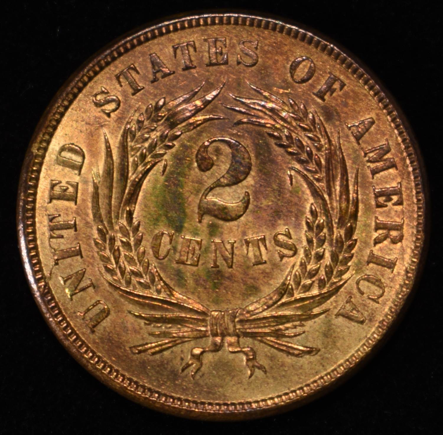 1865 2 CENT PIECE CH BU RB