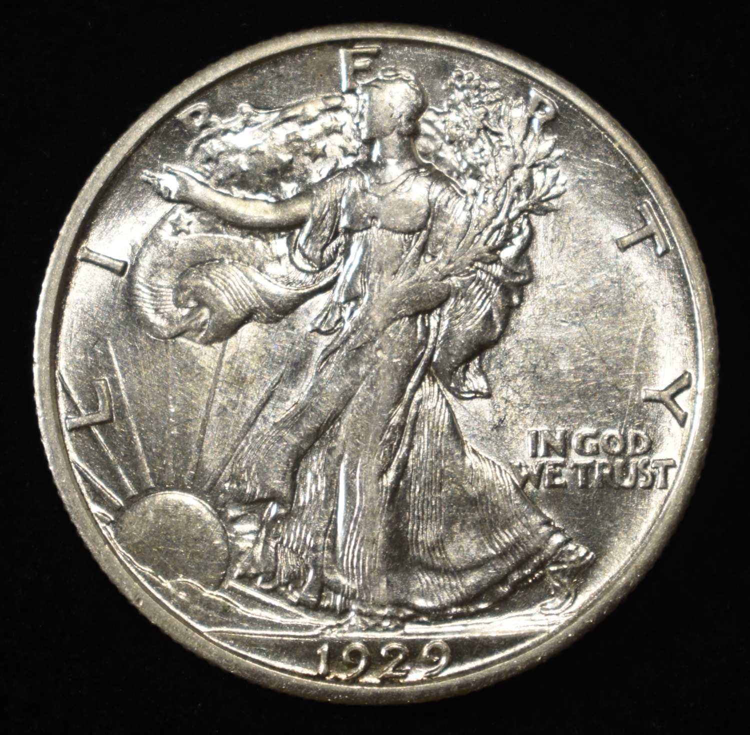 1929-S WALKING LIBERTY HALF DOLLAR CH AU