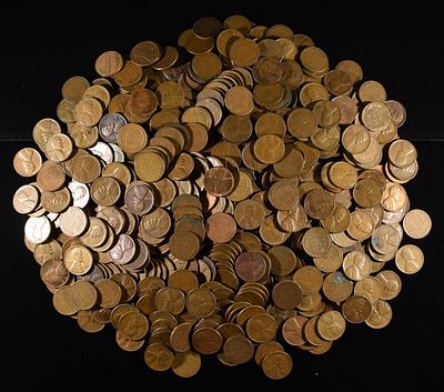 (500) 40'S & 50'S WHEAT CENTS. LEADERS IN ON-LINE AUCTIONS ESTIMATE $90 - $130.