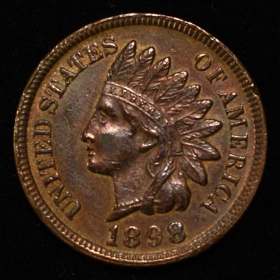 1898 INDIAN HEAD CENT GEM BU BR. BID WITH SILVER CITY AUCTIONS ESTIMATE $430 - $480.