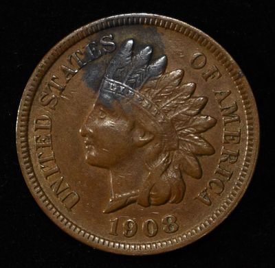 1908-S INDIAN HEAD CENT AU/BU. WEEKLY COIN & CURRENCY AUCTIONS ESTIMATE $300 - $350.