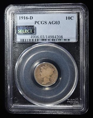 1916-D MERCURY DIME PCGS AG03. CHECK OUT OUR UPCOMING AUCTIONS ESTIMATE $1100 - $1500.