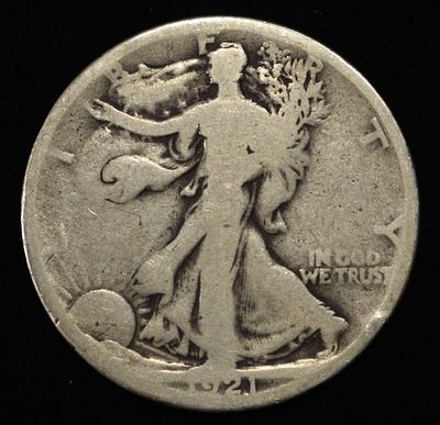1921-D WALKING LIBERTY 50C GOOD. WEEKLY COIN & CURRENCY AUCTIONS ESTIMATE $400 - $450.