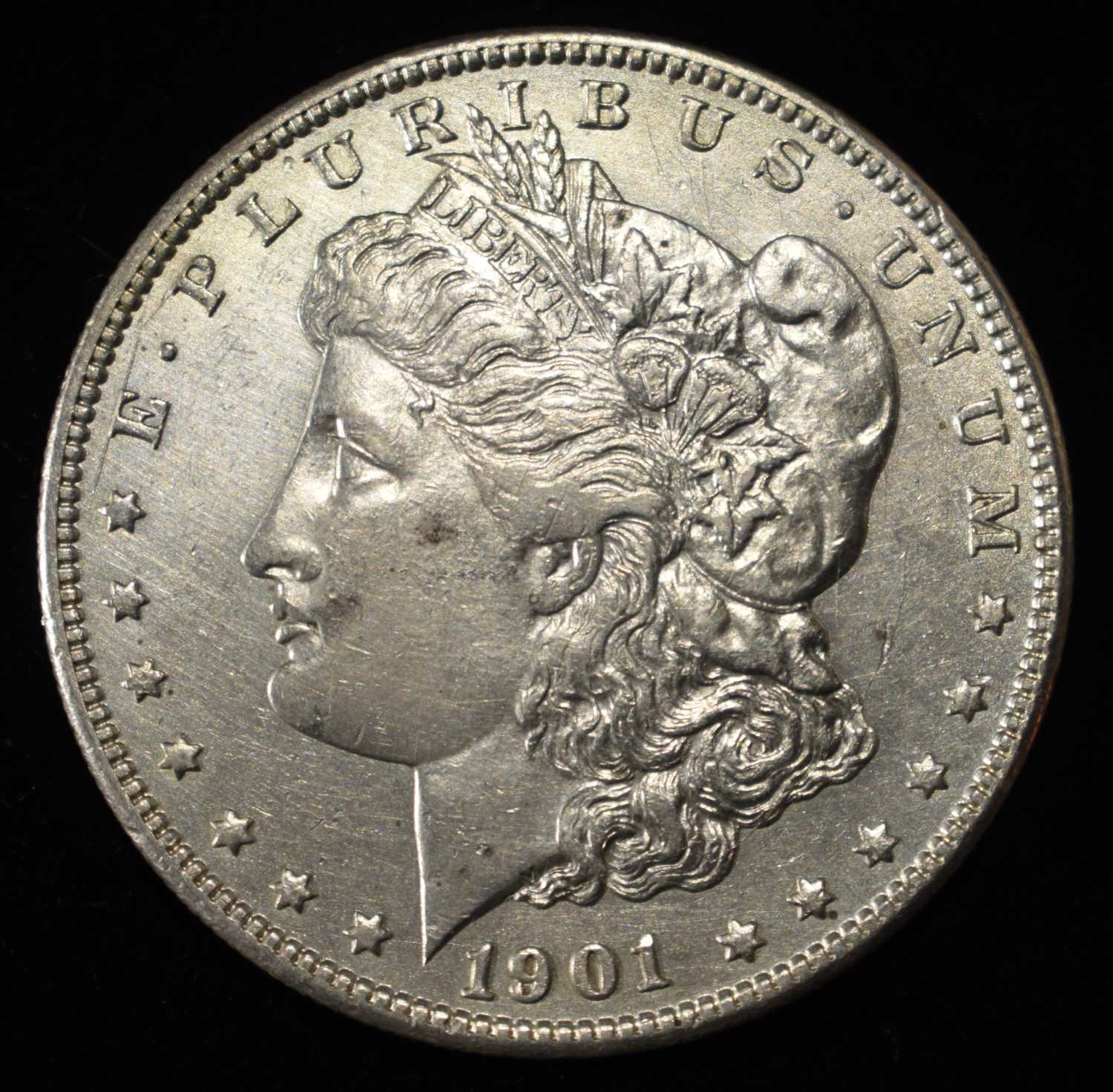 1901-S MORGAN DOLLAR AU CLEANED