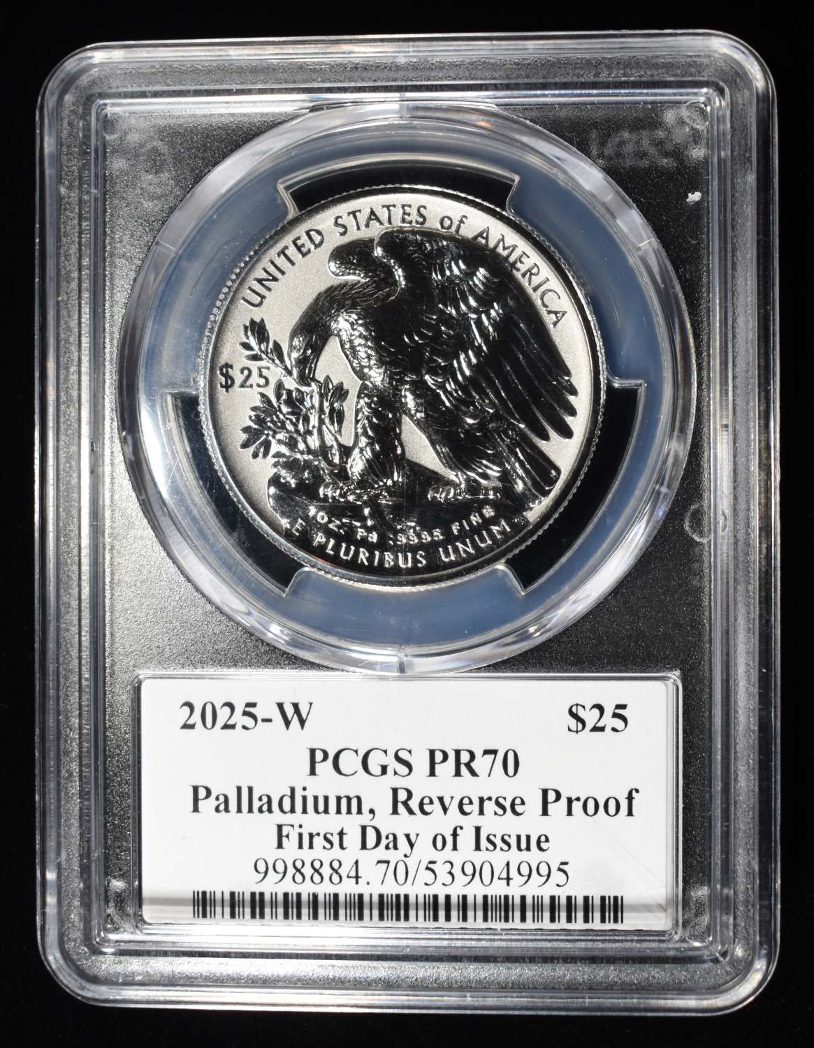 2025-W PALLADIUM $25 PCGS REVERSE PROOF PR70