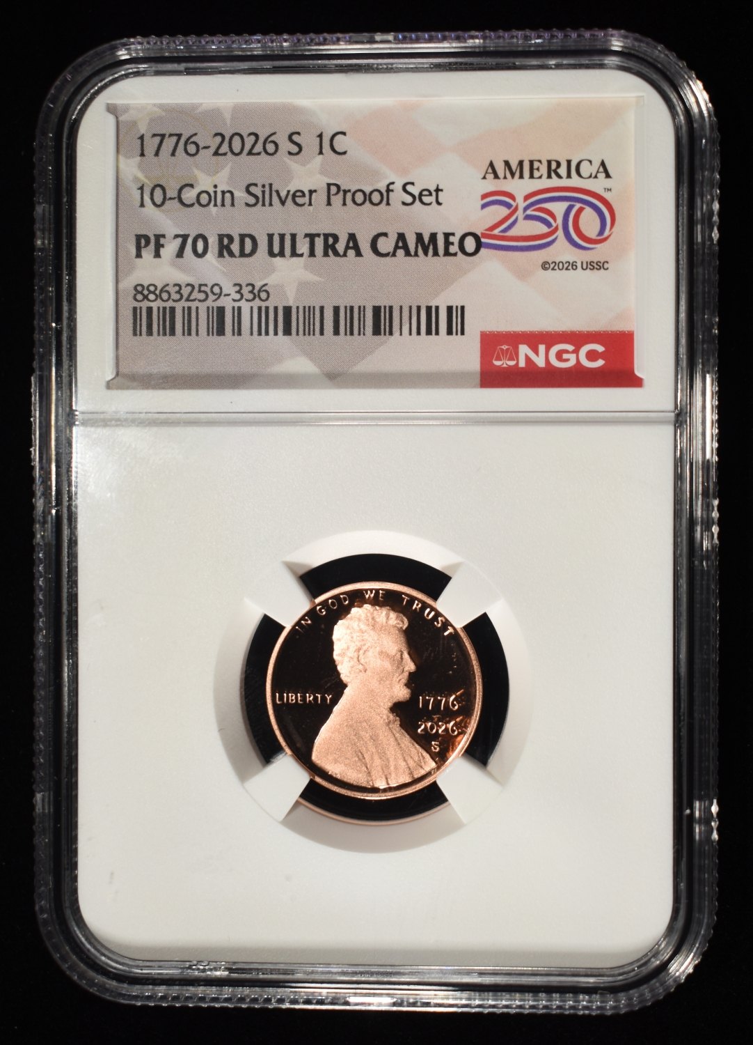 1776-2026-S SHIELD CENT NGC PF70 ULTRA CAMEO