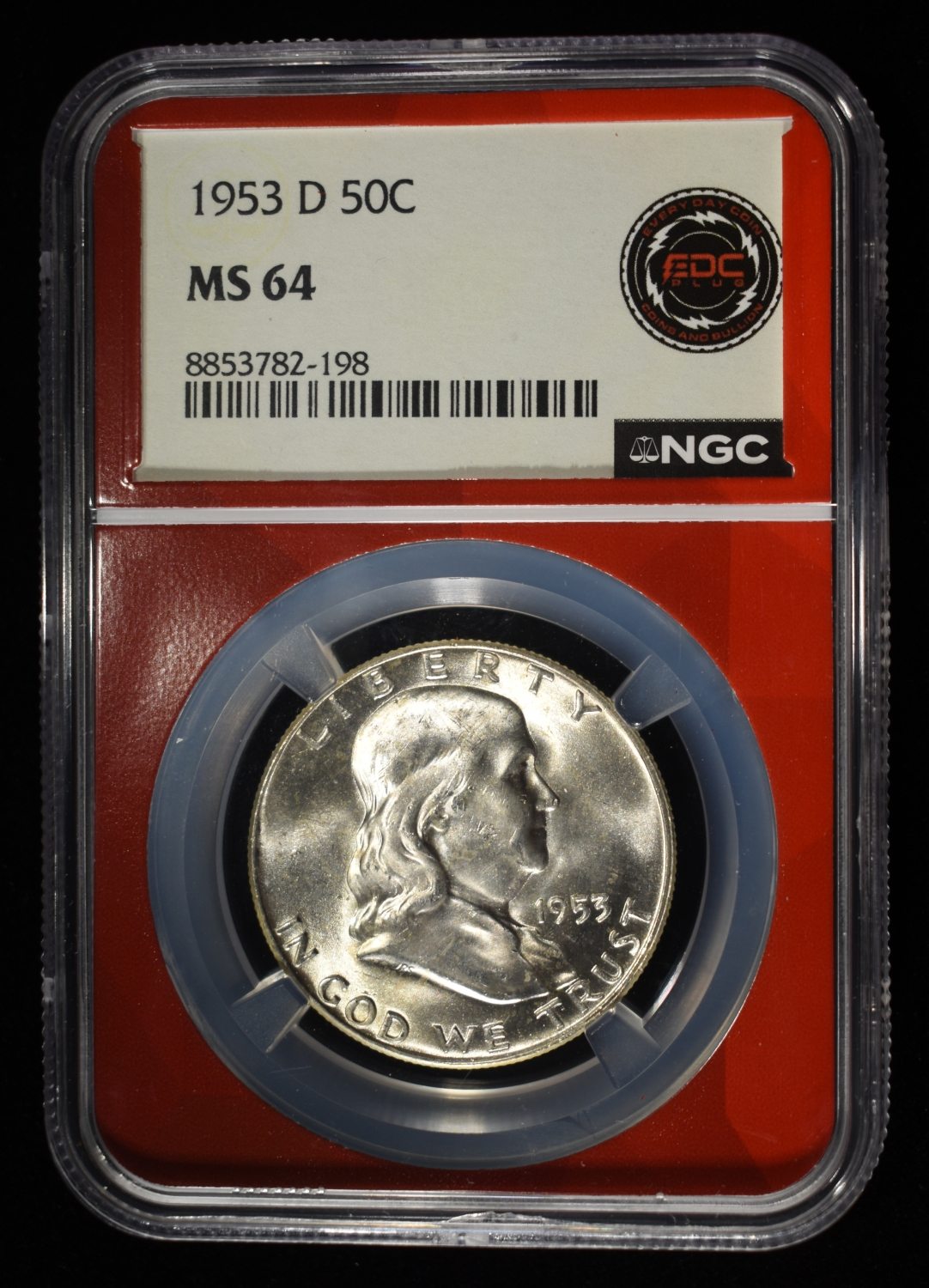1953-D FRANKLIN HALF DOLLAR NGC MS64