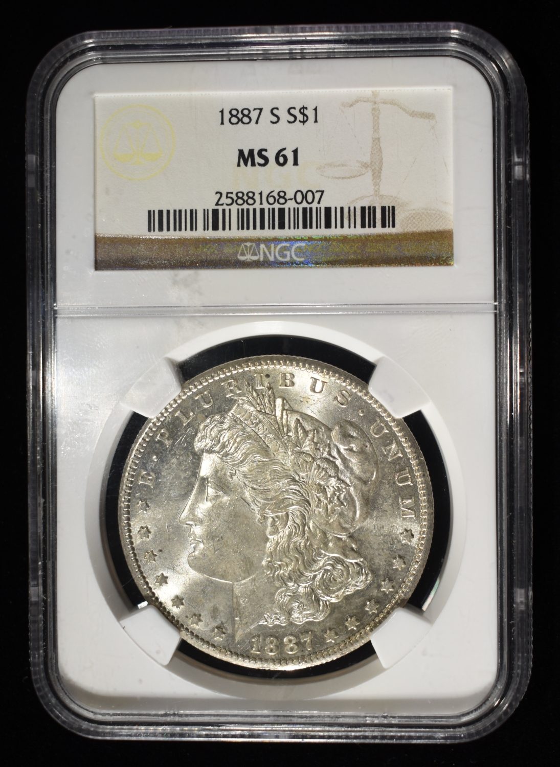 1887-S MORGAN DOLLAR NGC MS-61