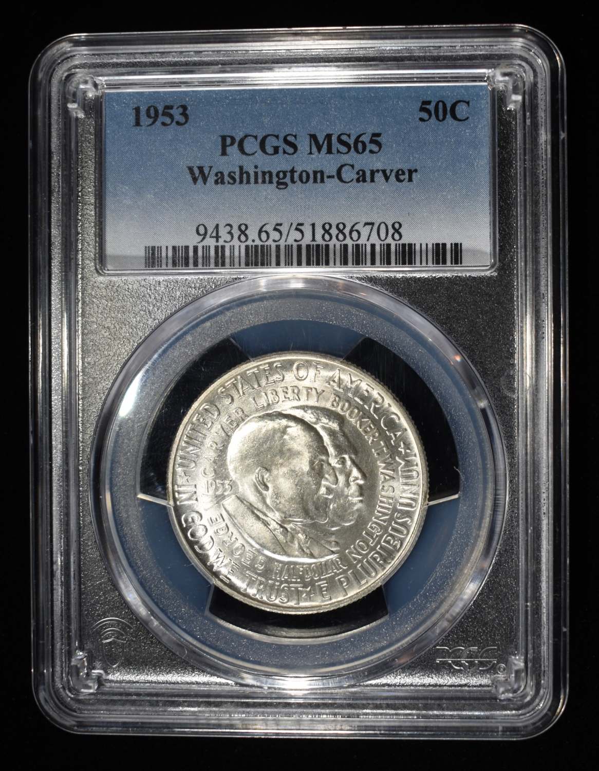 1953 WASHINGTON-CARVER COMMEM HALF PCGS MS-65