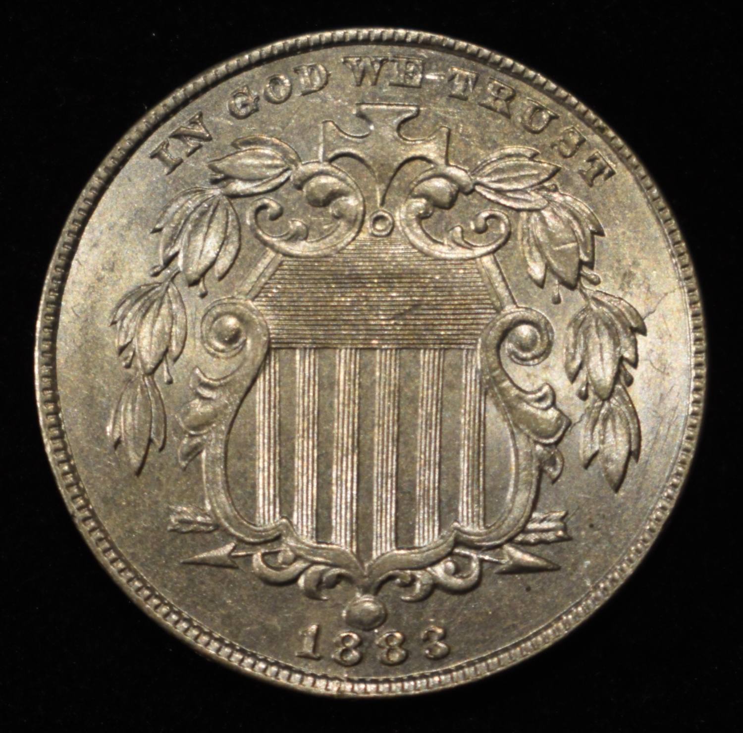 1883 SHIELD NICKEL CH/GEM BU