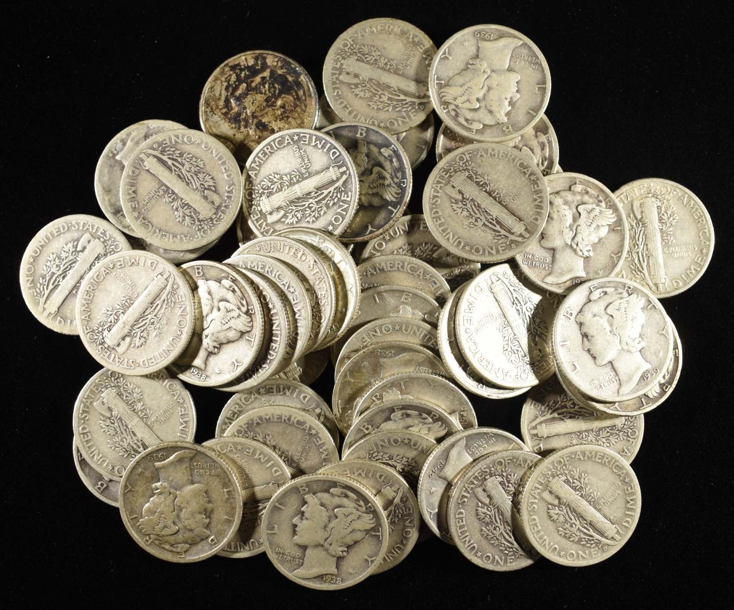 (50) MERCURY DIMES