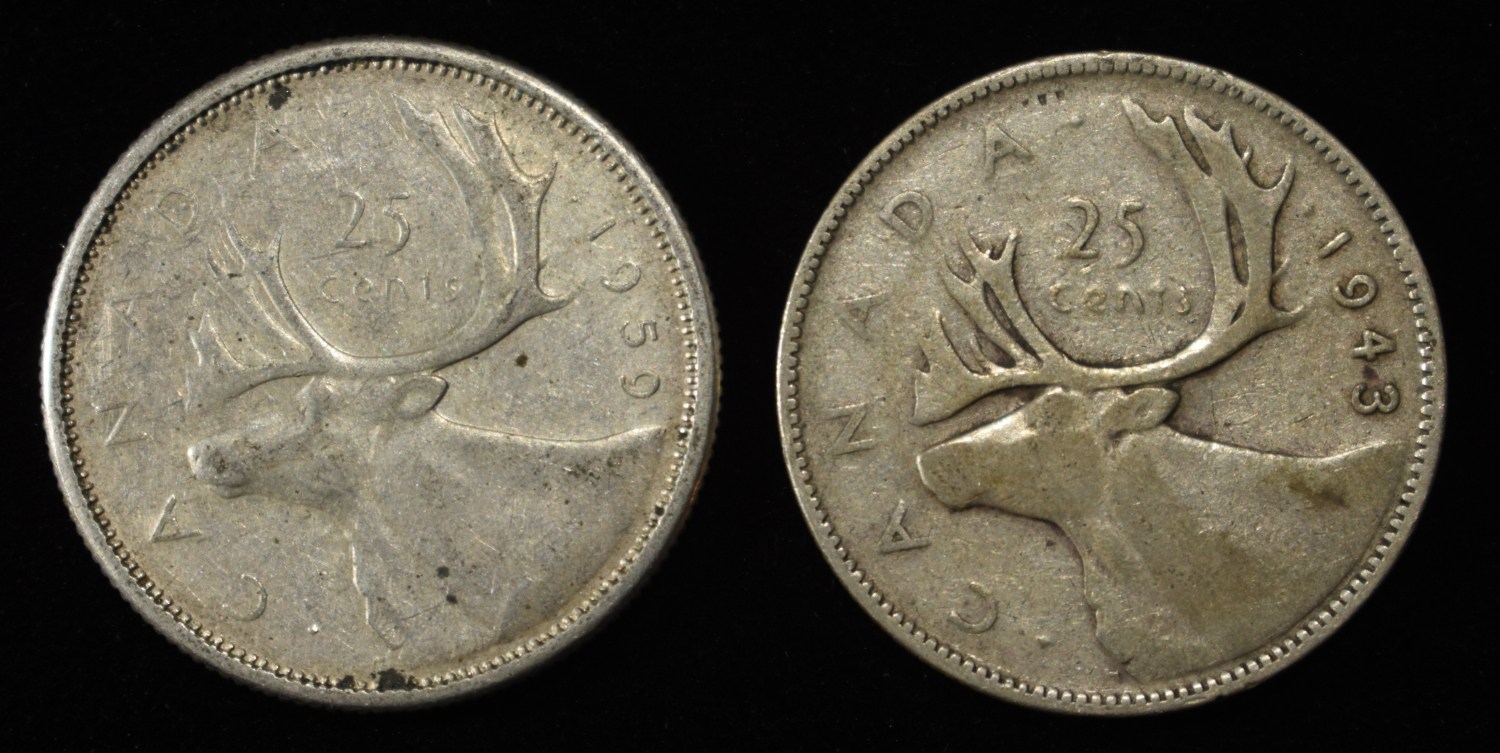 (10) 25C CANADIAN 80% SILVER