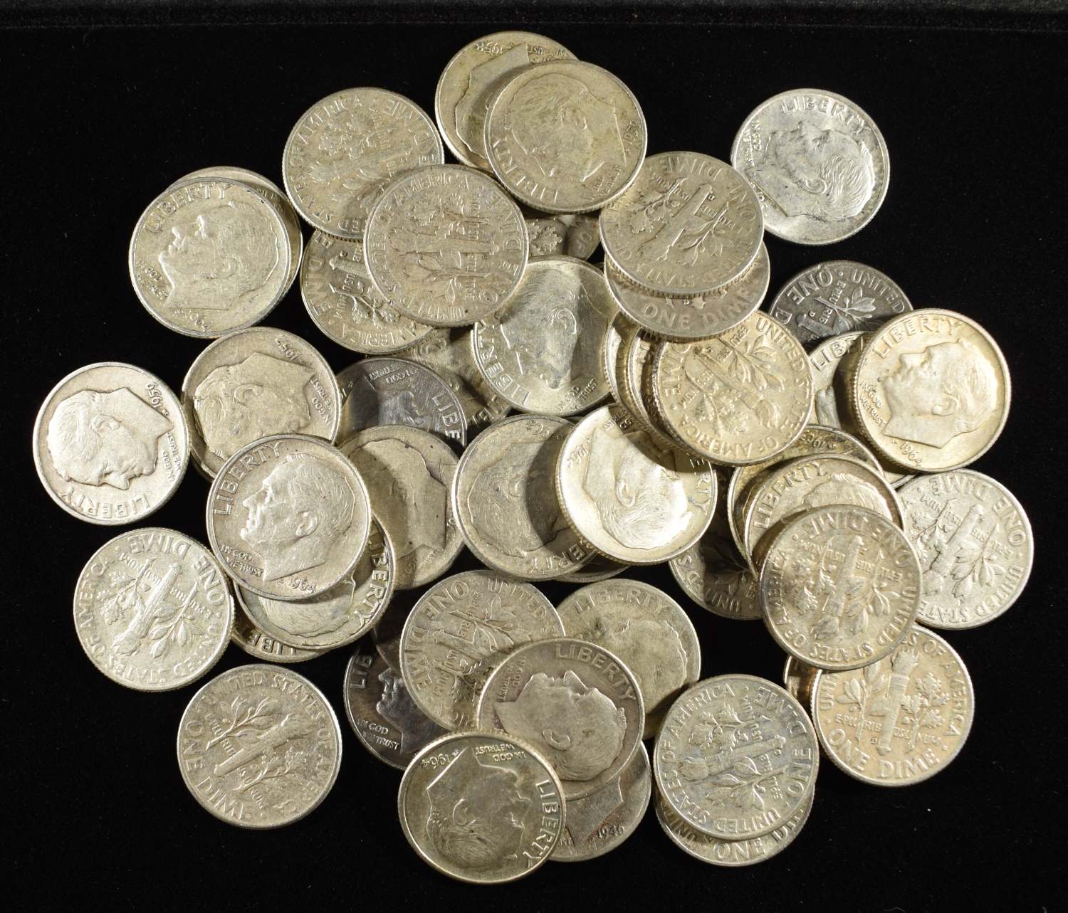 (50) ROOSEVELT DIMES 90% SILVER