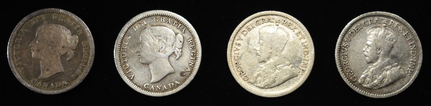 (4) 5C CANADIAN 92.5% SILVER