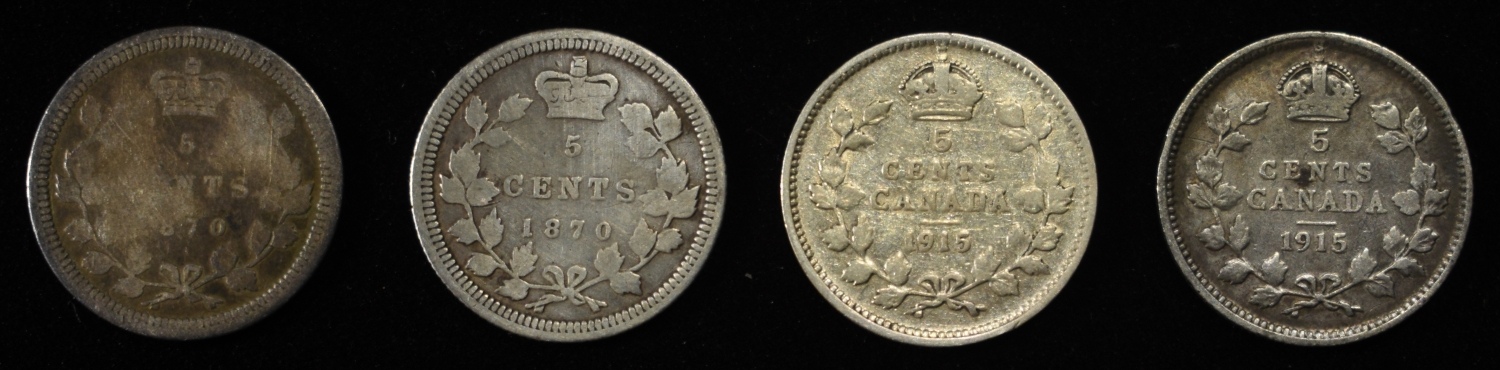 (4) 5C CANADIAN 92.5% SILVER