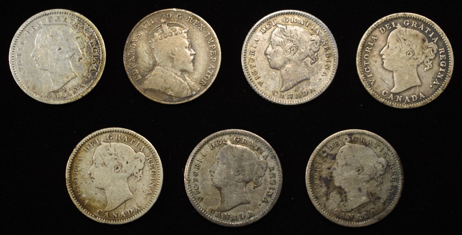 (7) 92.5% SILVER CANADIAN 10 CENTS