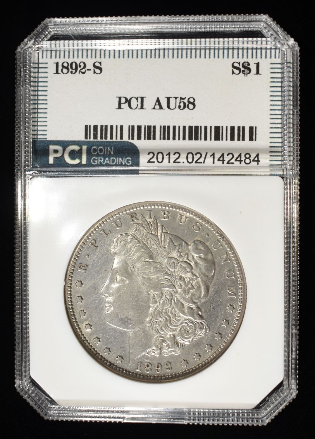 1892-S MORGAN DOLLAR PCI AU/BU