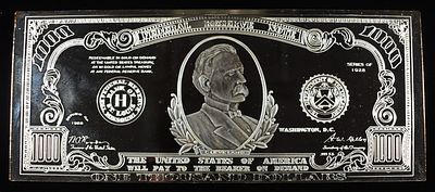 $1000 6 OZT 0.999 SILVER NOTE. TOP RATED AUCTION HOUSE ESTIMATE $525 - $625.