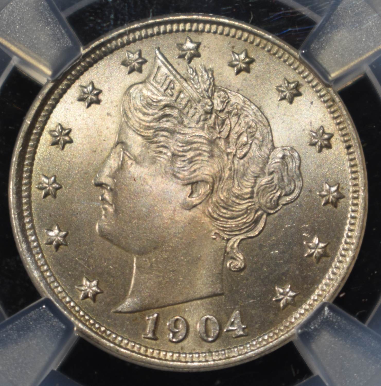 1904 'V' NICKLE NGC MS66