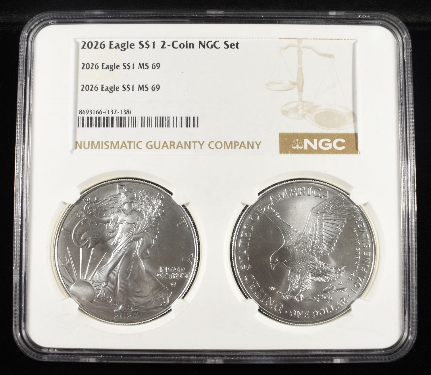 2026 AMERICAN SILVER EAGLE 2-COIN SET NGC MS69