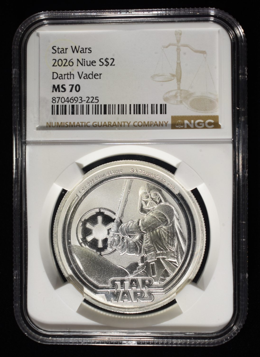 2026 NIUE $2 DARTH VADER 1 OZ .999 SILVER NCG MS70