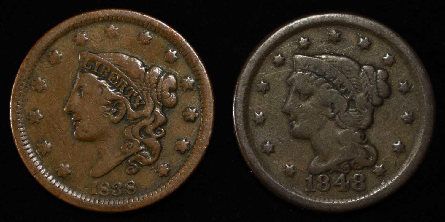 1838 & 1848 LARGE CENTS