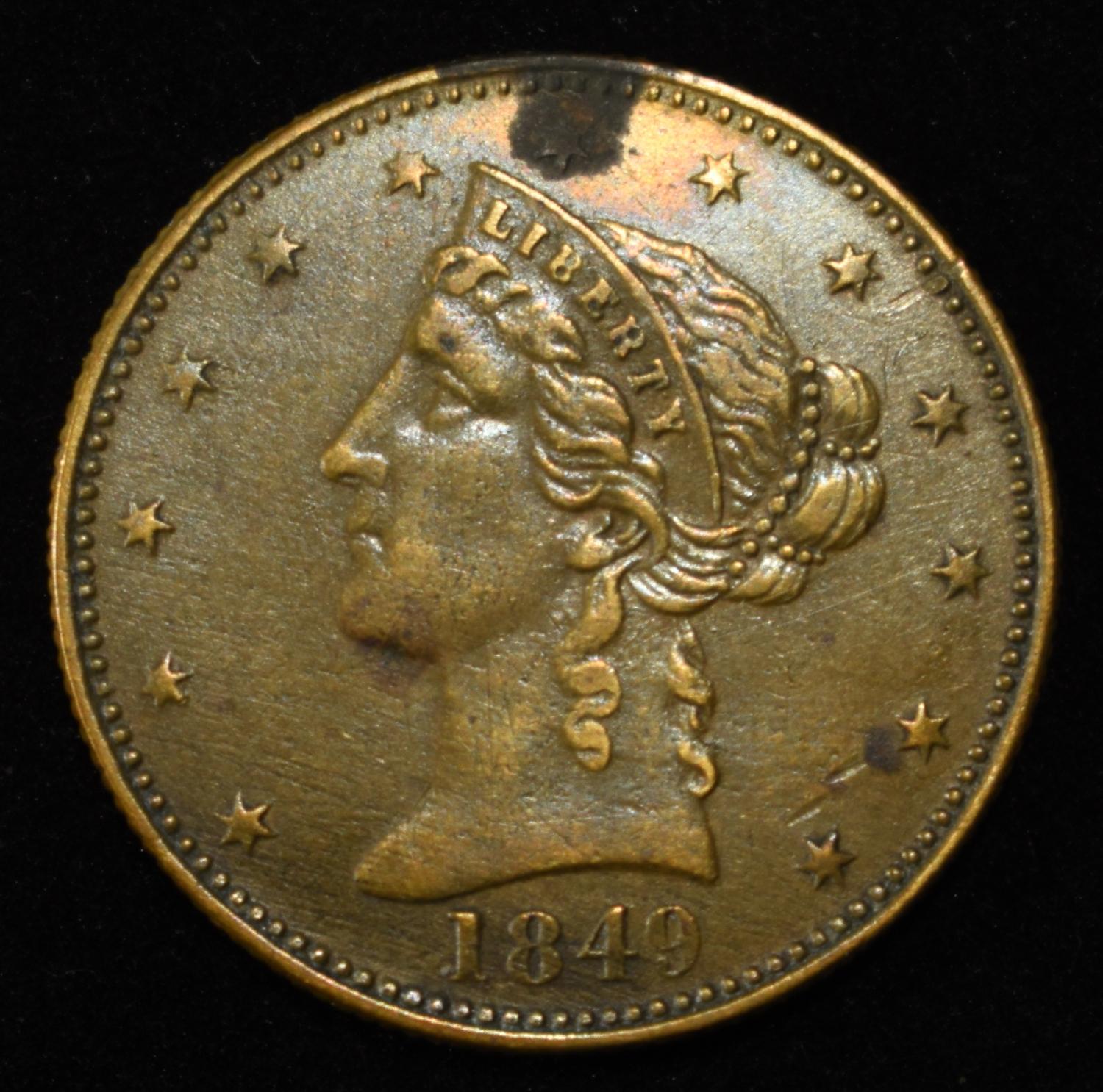 1849 CALIFORNIA COUNTER GOLD MINER COIN