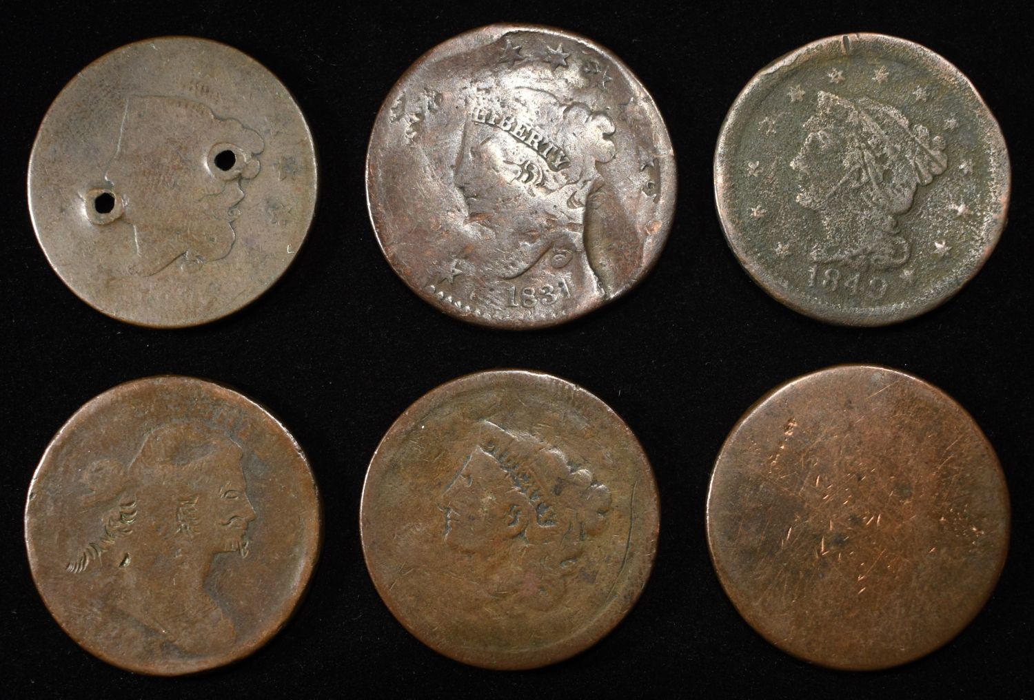 (6) MISC LARGE CENTS DAMAGED
