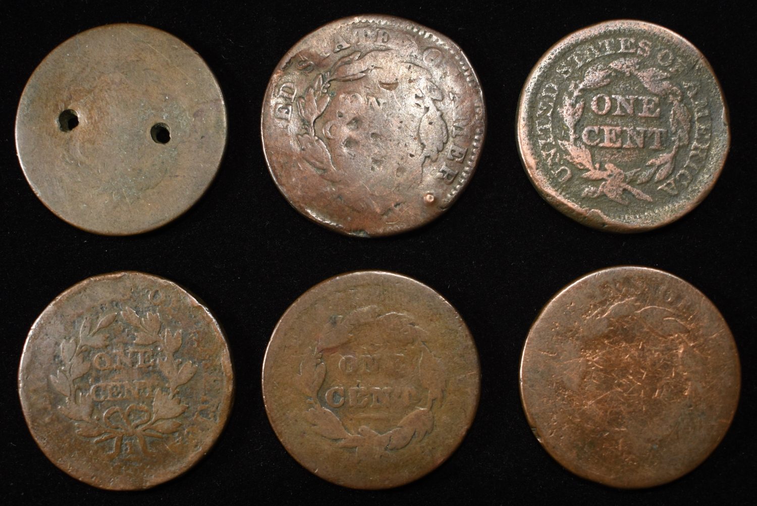 (6) MISC LARGE CENTS DAMAGED
