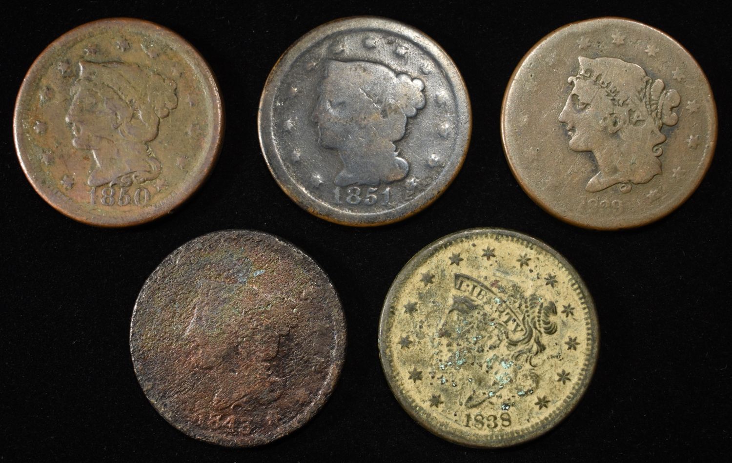 (5) LARGE CENTS DAMAGED