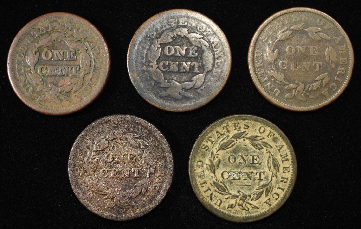 (5) LARGE CENTS DAMAGED