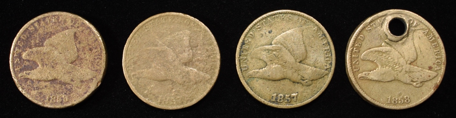 (4) FLYING EAGLE CENTS DAMAGED