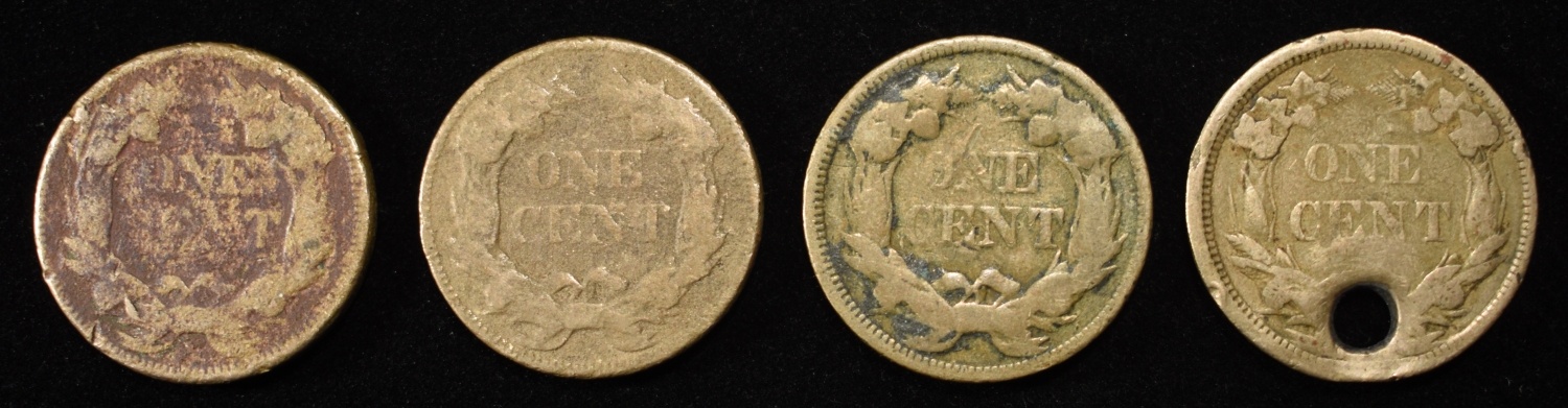 (4) FLYING EAGLE CENTS DAMAGED