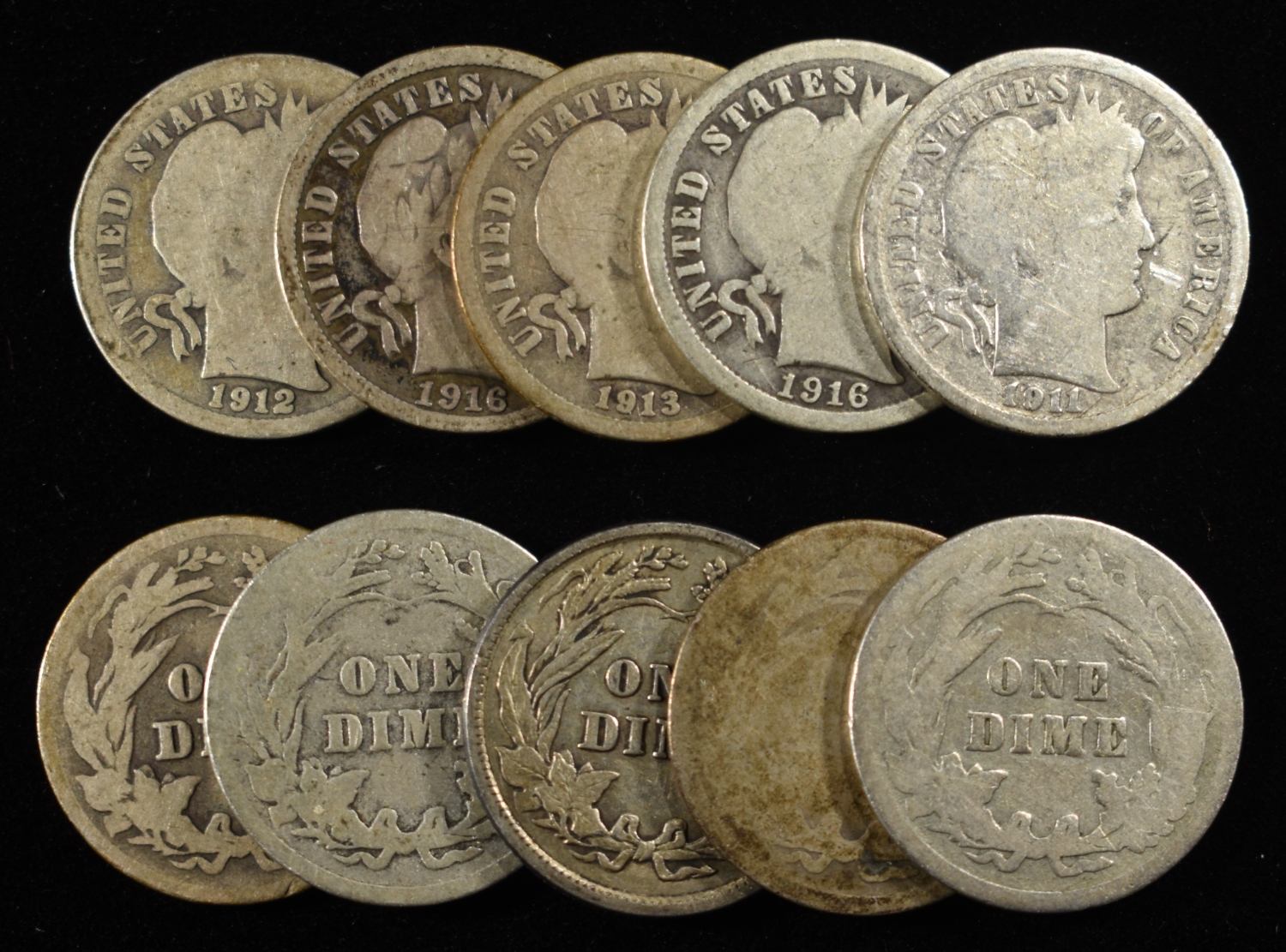 (10) BARBER DIMES