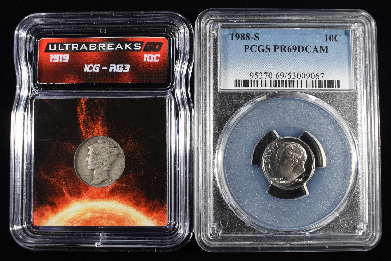 (2) GRADED DIMES