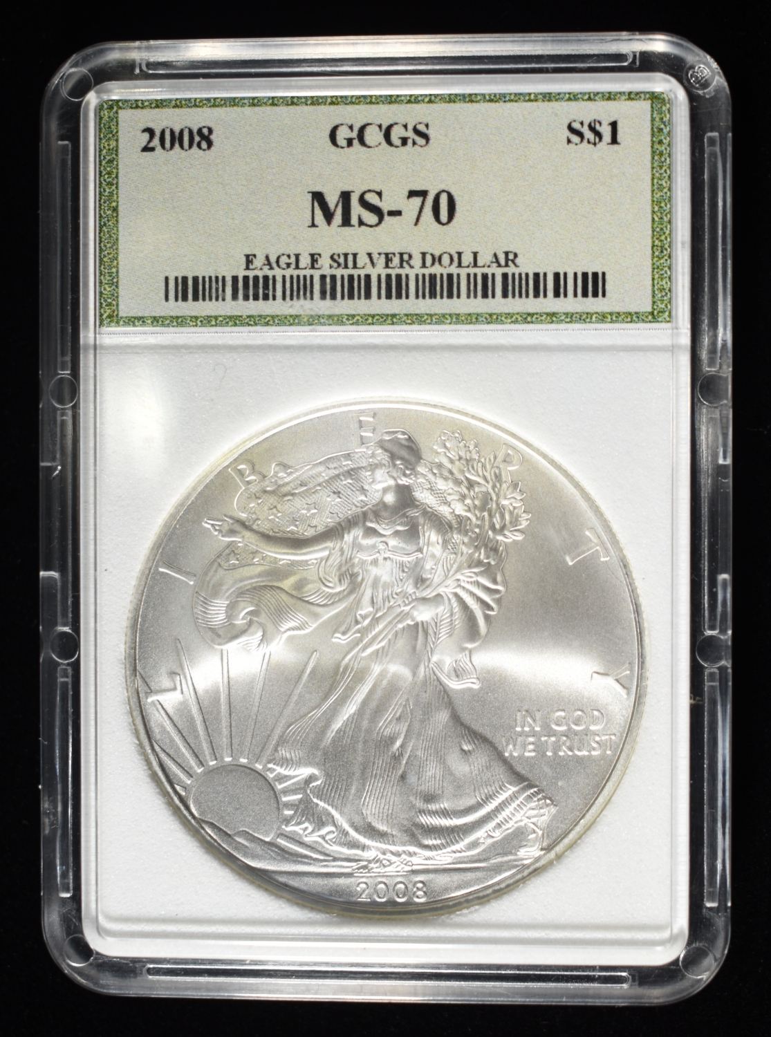 2008 AMERICAN SILVER EAGLE GCGS PERFECT GEM BU