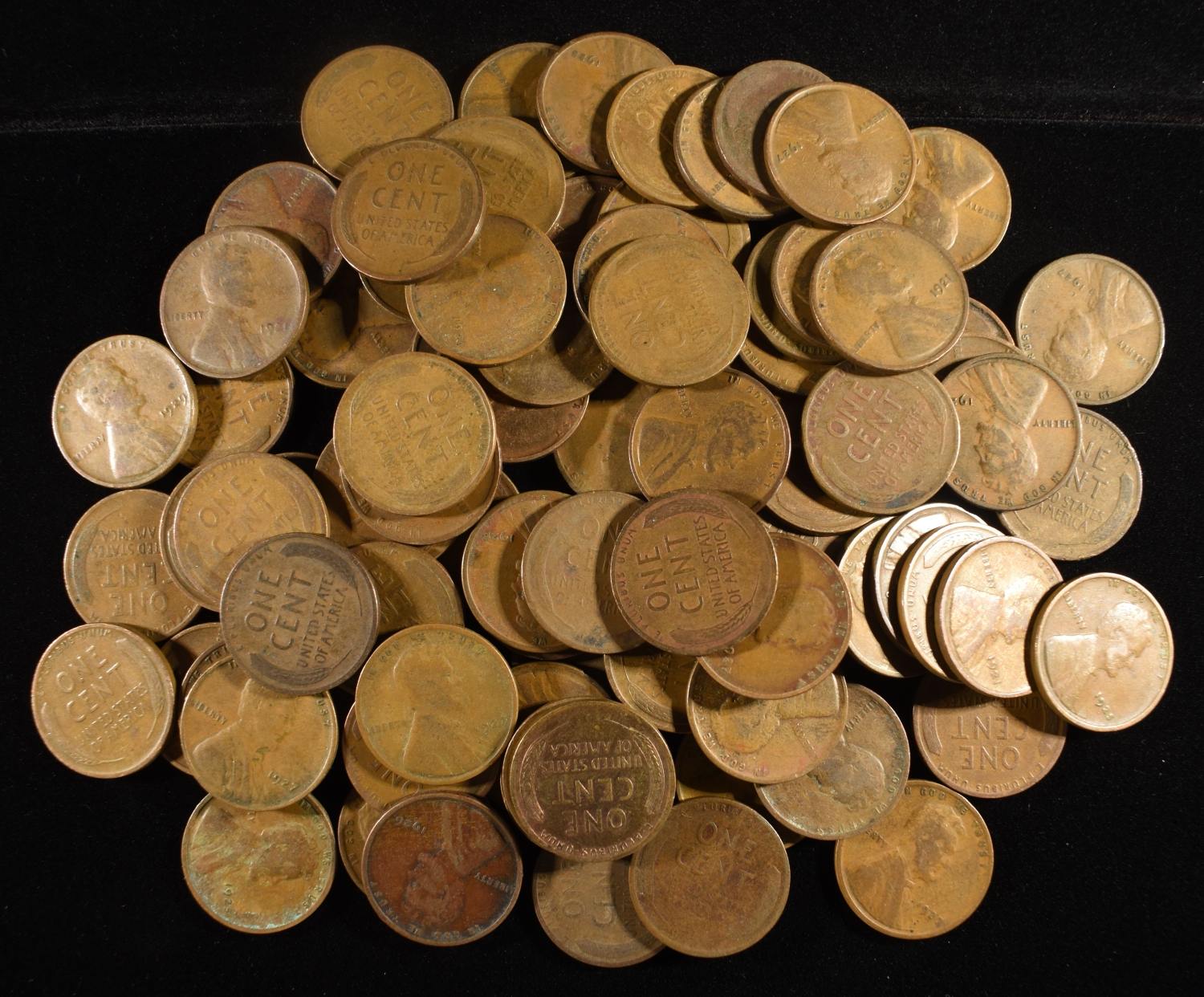 (90) WHEAT CENTS FROM THE 20'S