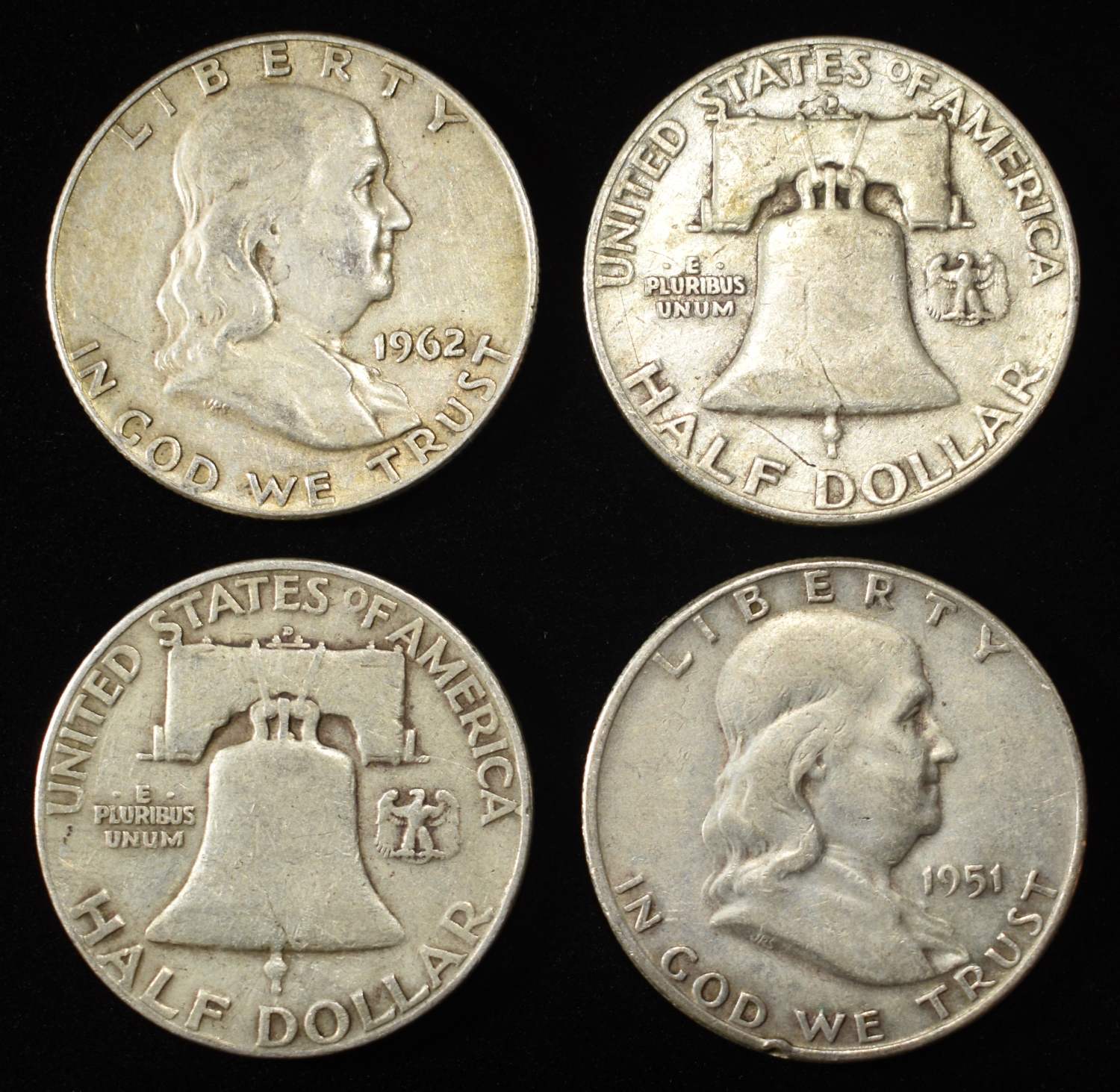 (10) FRANKLIN HALF DOLLARS