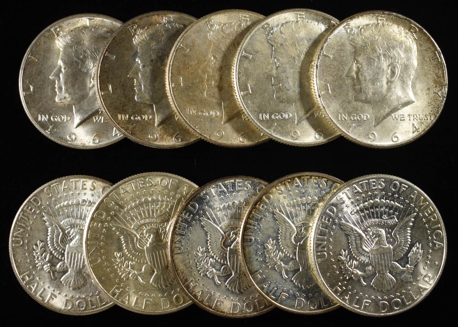 (10) 90% SILVER KENNEDY HALF DOLLARS