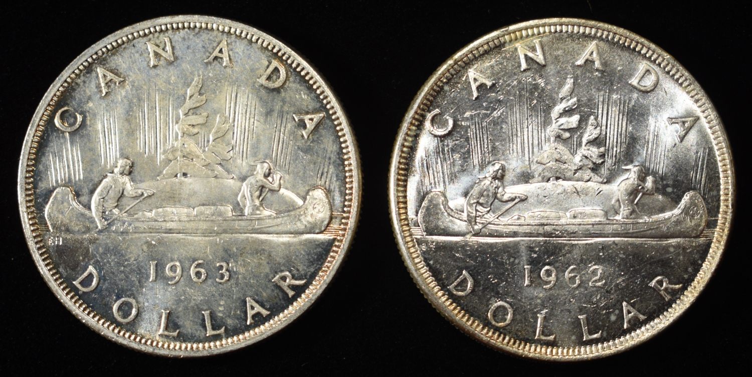 (2) 80% SILVER $1 CANADIAN COINS