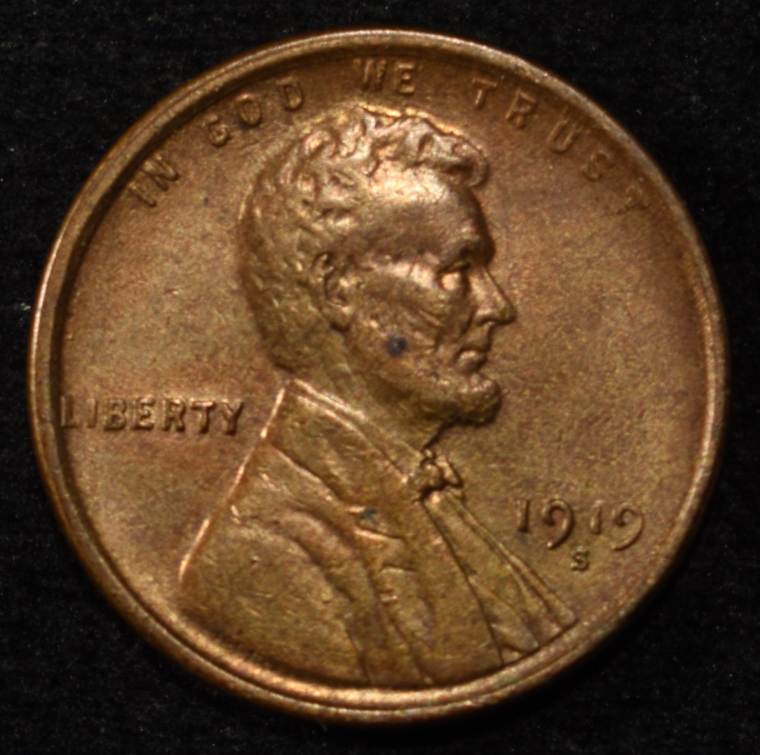 1919-S WHEAT CENT CH BU LOTS OF RED