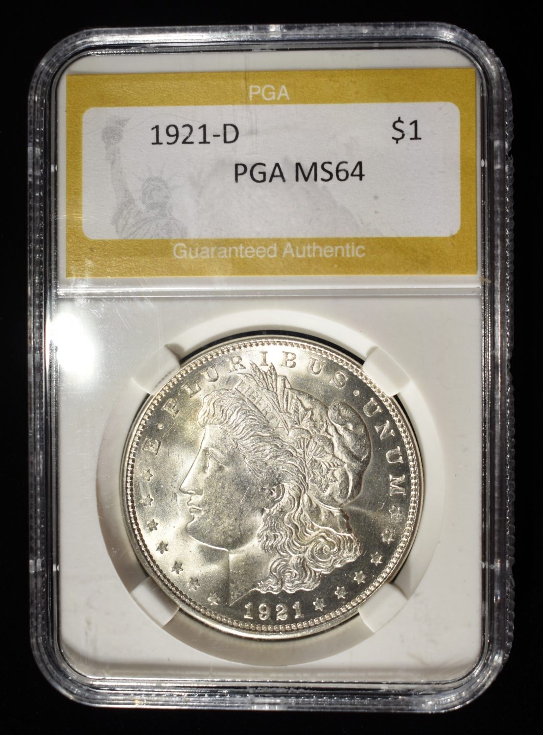 1921-D MORGAN DOLLAR PGA CH/GEM BU