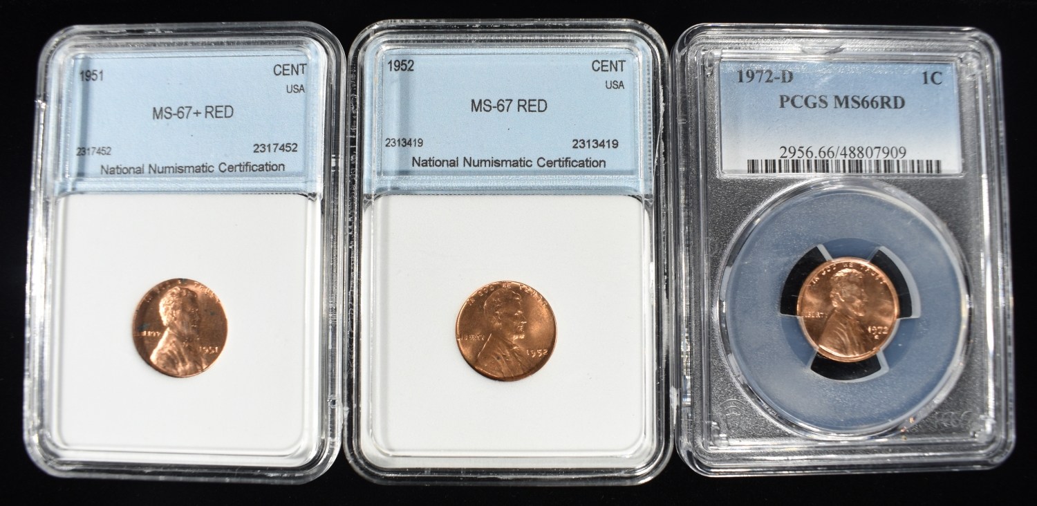 (3) GRADED LINCOLN CENTS