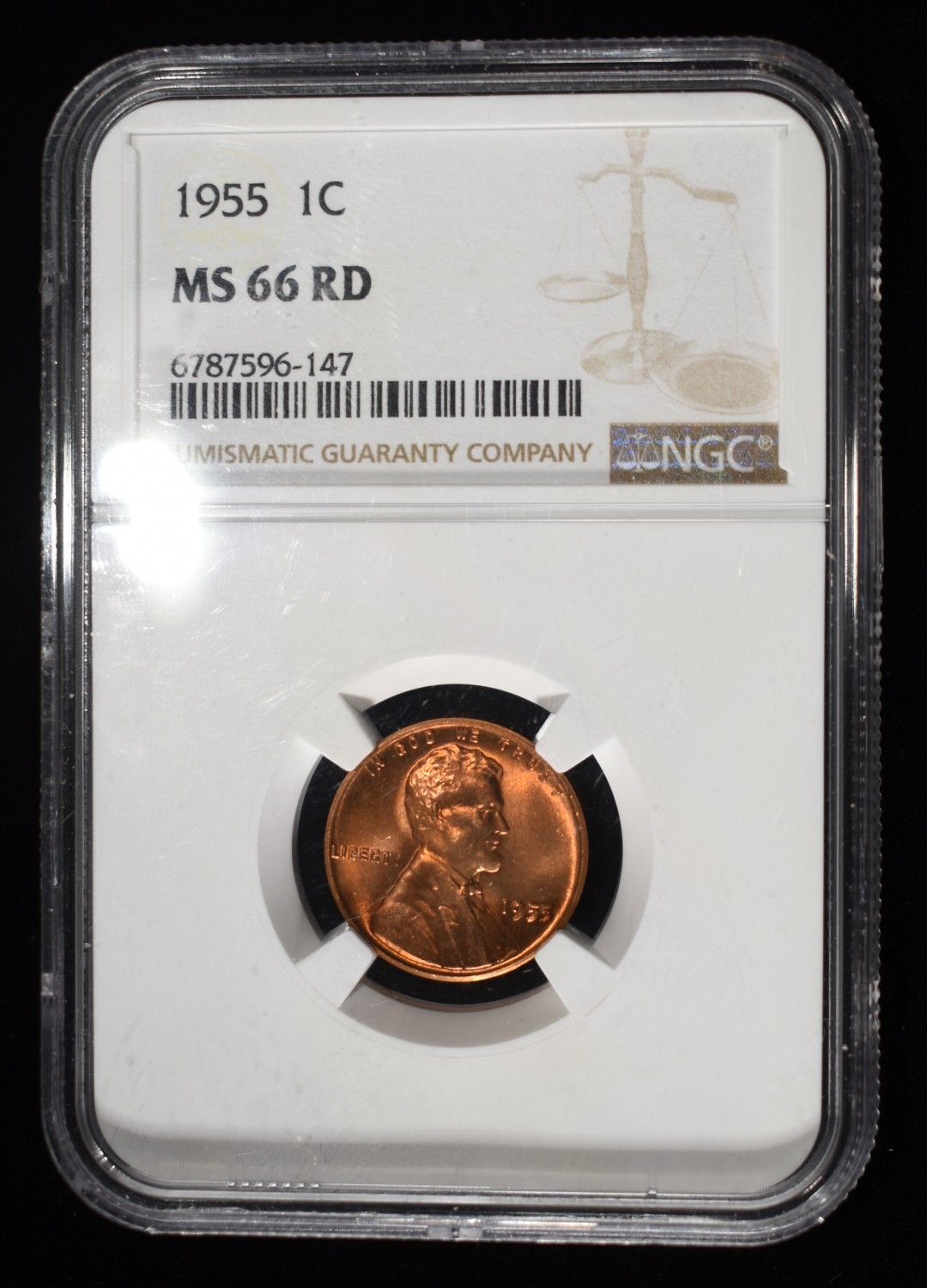 1955 WHEAT CENT NGC MS66 RD